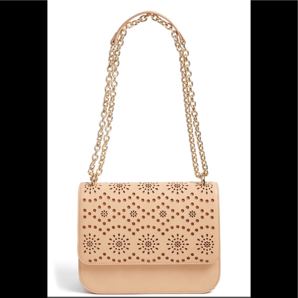 Dahlia Perforated Faux Leather Shoulder Bag